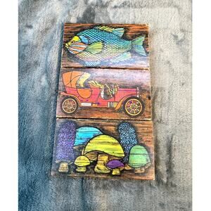 1970 Ohio Match Co Psychedelic Woodgrain Matchbox Set 3 Hunt-Wesson Groovy Art